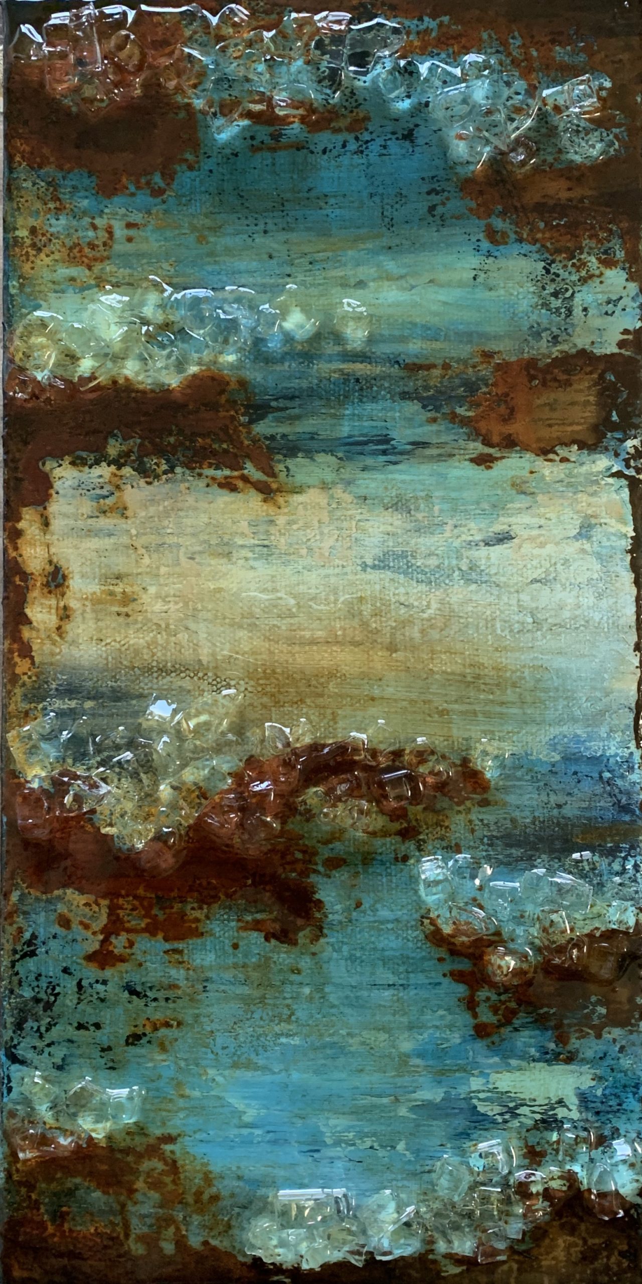 Rusty Abstract Mini Glass Art Glass Art Resin by Susan Anspach